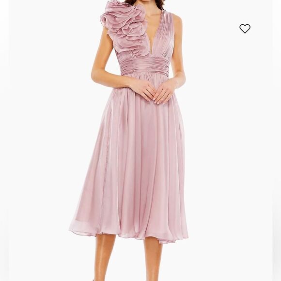 Mac Duggal 49494 Pink Sleeveless Chiffon A-Line Tea Length Cocktail Dress | 8 - Picture 1 of 10